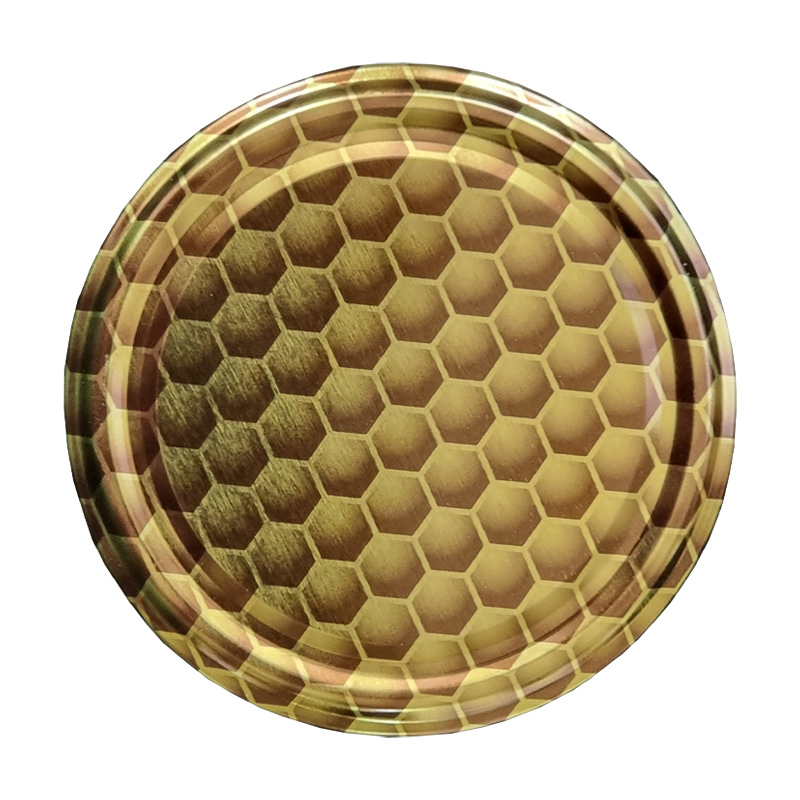 Viečko na med TO 82 - Hexagon hnedý na zlatom