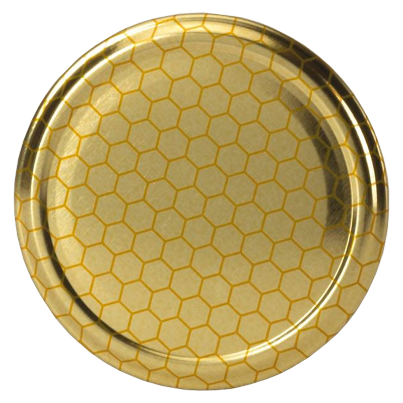 Viečko na med TO 82 - Hexagon oranžový na zlatom